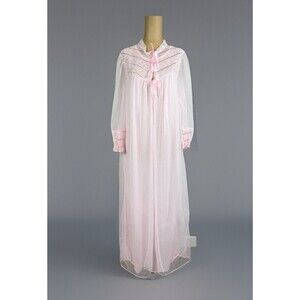 NWT Vtg 50s Spotlight New York Sheer Pink Lingerie Nightgown & Robe Set Womens M